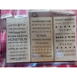 Stampin Up So Many Sayings Stamp Set of 3 Wood Rubber Retired Hostess Scrapbook